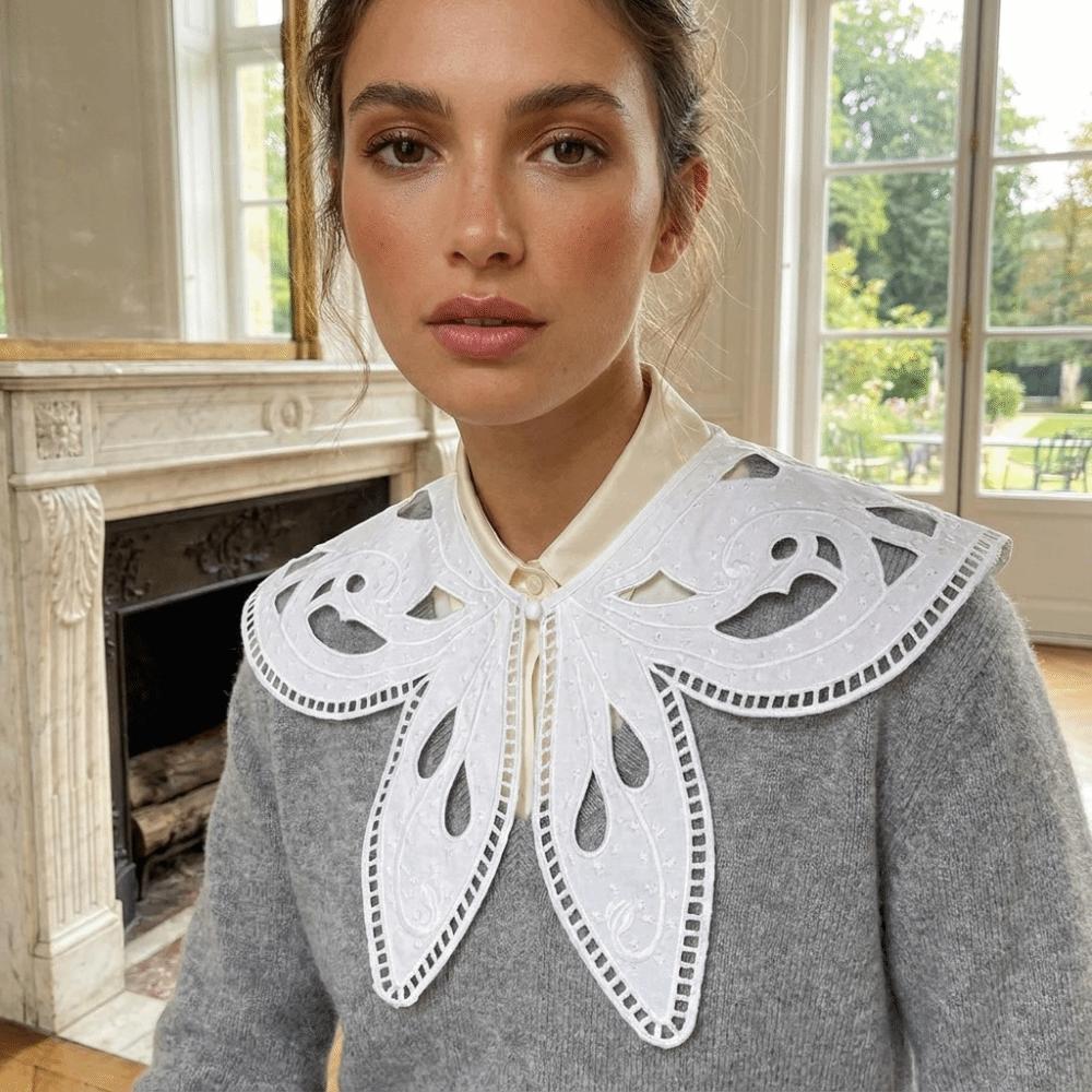 Detachable Embroidered Lace Fake Collar Polyester Decorative Fake Collar New Floral Collar Dresses