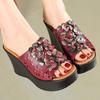 Fashion GKTINOO Summer Woman Shoes Platform Slippers Wedge Genuine Leather Women High Heel Slippers For Women Retro Sandals Female Shoes
