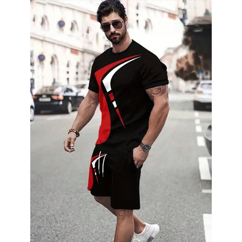 Летние повседневные мужские спортивные шорты, уличные модные мужские топы с короткими рукавами, мужские футболки и шорты с принтом льва