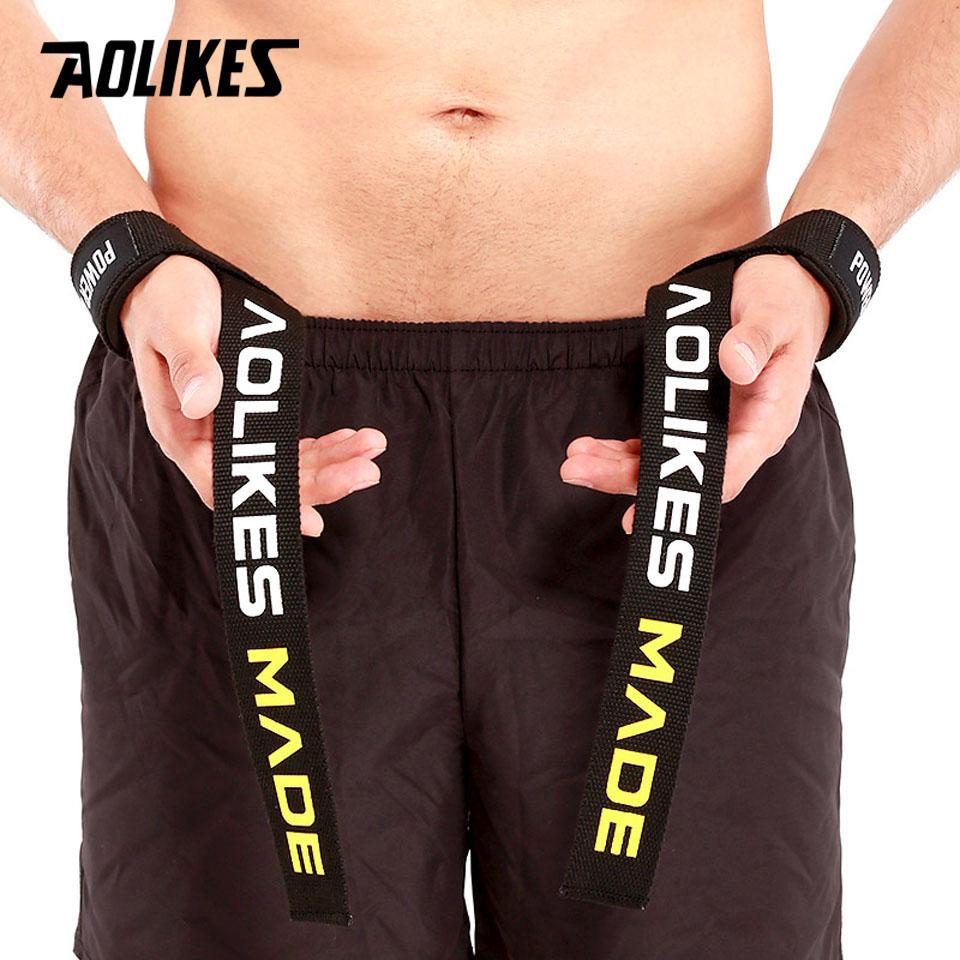 Aolikes 1 пара кистевых лямок для тяжелой атлетики, фитнес, бодибилдинг, тренировки, тренажерный зал, кроссфит, лямки для подъема с нескользящим гелевым грипом Flex
