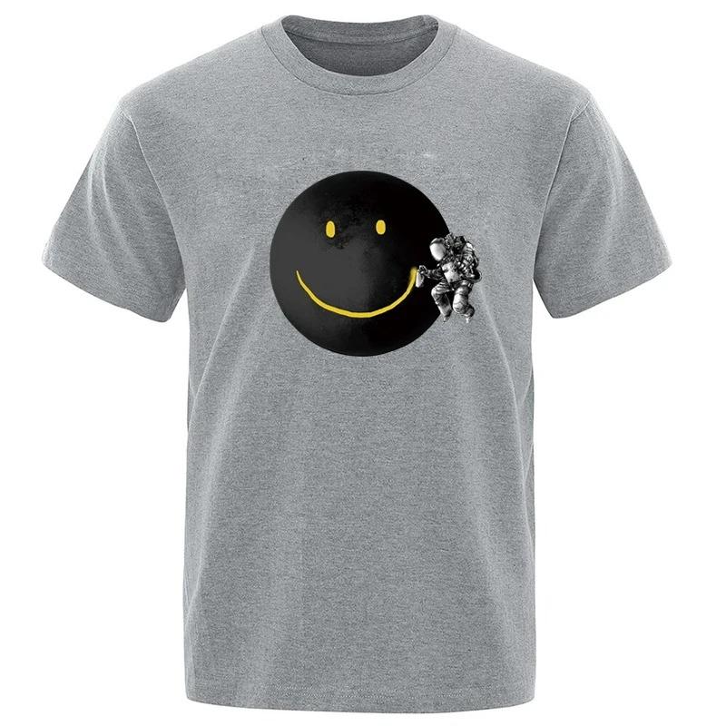 Mens Tshirt High Quality 100 Cotton Funny Spaceman Printing Casual Loose Oneck Men Short Sleeve Tshirt Male Hip Hop Tee Top