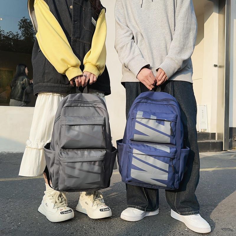 Men Large Capacity Backpack Middle School Student Schoolbag Lightweight Nylon Waterproof Travel Backpack