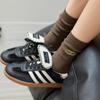 Autumn 2025 Women's Kitten Embroidered Mid-Calf Socks with Stylish German Training Shoes - Korean Style, Pure Cotton