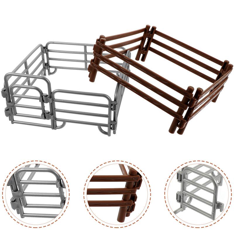2 Pcs Animal Enclosure Toys Fence Farm Figures Barn Sheep Corral Panel Miniature Simulated Cake Sand Table