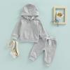 Thorn Tree Infant Baby Boys Clothes Hooded Solid Sweatshirt Top Pocket Elastic Waist Pants 2Pcs Outfits Fall Winter Outfits