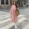 Women's Pink Double-Faced Cashmere Mid-Length Hepburn-Style Coat - 2025 Autumn/Winter Korean Fashion
