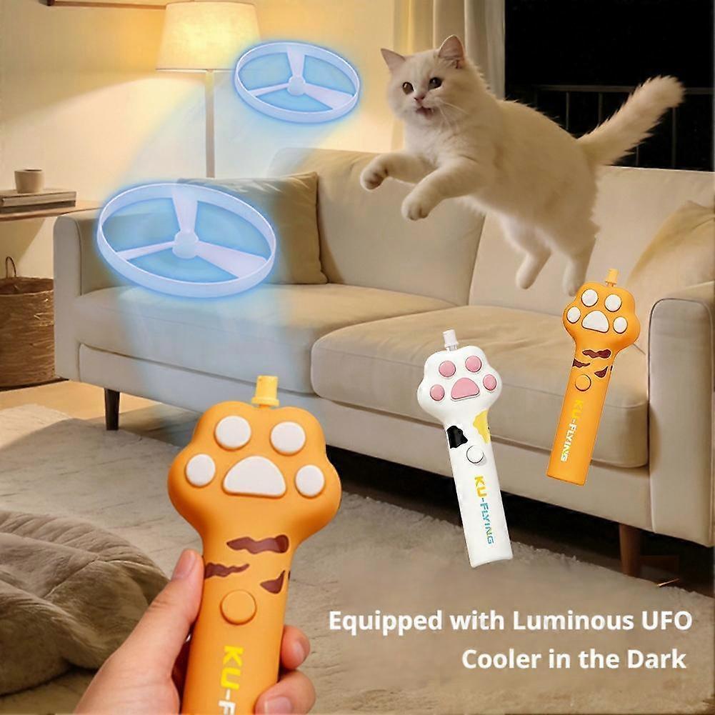 Cat Flying Disc Launcher Toy - USB Rechargeable Glow in Dark Pet Game