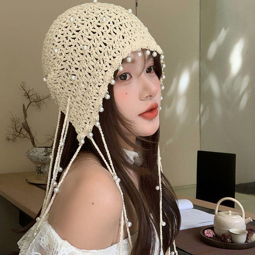 Beanies Knit Cap Crochet Flower Ethnic Style Hat  Apparel Accessories
