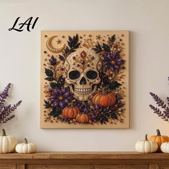 Relaxing Arts And Crafts for Home 2Pcs Halloween Faux Pearl Art Ghost Pumpkin Witch Crow Painting DIY Handmade Gift Craft Enthusiasts Kit