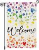 Heyfibro Welcome Garden Ag 12x18 Inch Double Sided Pride Heart Vine Banner Pride Month Outdoor Ag for Yard Patio Porch