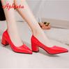 Aphixta 5cm Square Heels Patent Leather Red Pumps Shoes Woman Classics Pointed Toe Dress Official Pumps Party Plus Size 49 50