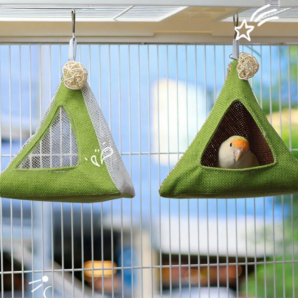 Breathable Net Summer Cooling Nest Triangular Bird Hammock Bird Hanging Tent Hiding House