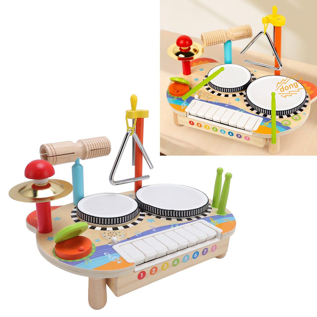 Детский музыкальный инструмент Деревянный многофункциональный барабан Стучащий пианино Ударный инструмент Образовательный