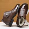 2025 Warm Men's Winter Thickened Cotton Shoes British Style Casual Leather Shoes Non-slip Snow Shoes Outdoor Business Leather Shoes