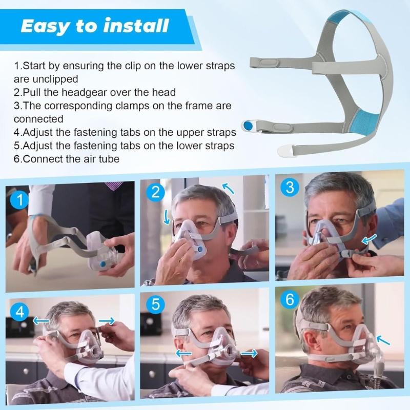 Набор ремешков для замены наголовника назальной маски CPAP N20, два ремешка, эластичная ткань с застежкой-липучкой для ежедневного ухода за маской и запасного использования