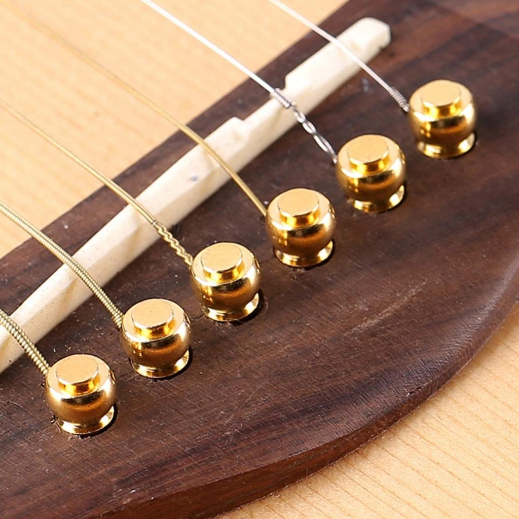 6Pieces Guitar Strings Nail Metal Acoustic Guitar Bridge Pins Brass Fixed Cone Pins String nut Nails Guitar Parts Replacement