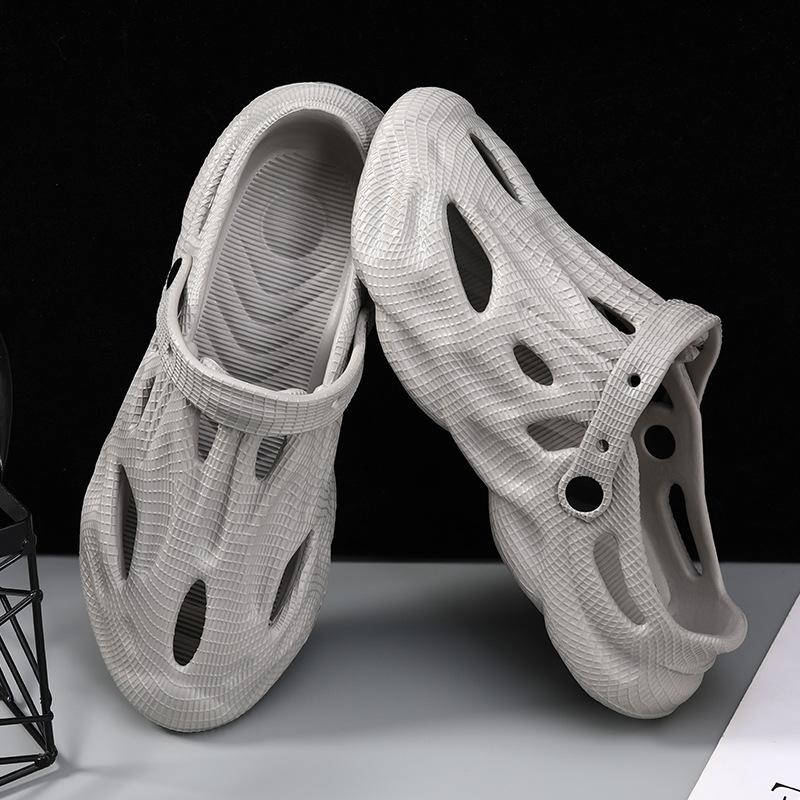 Модные летние мужские шлепанцы Litfun 2025, новые сабо-сандалии с полыми отверстиями, уличные нескользящие пляжные шлепанцы, удобные мягкие домашние сандалии из ЭВА