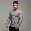Fashion Autumn Knitted Workout Clothing Men Fitness Sports Long Sleeves Tops Crew Neck Bottoming Shirt