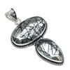 Black Rutile Gemstone Handmade 925 Sterling Silver Jewelry Pendant 2.92" P9r06