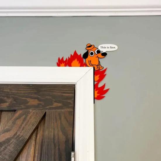 1 шт./2 шт., украшение на дверь в виде собаки в виде пламени, деревянная мультяшная собака, дверная рама, угловой знак, сделай сам, домашний декор на День святого Валентина, рождественские украшения для окон, стен