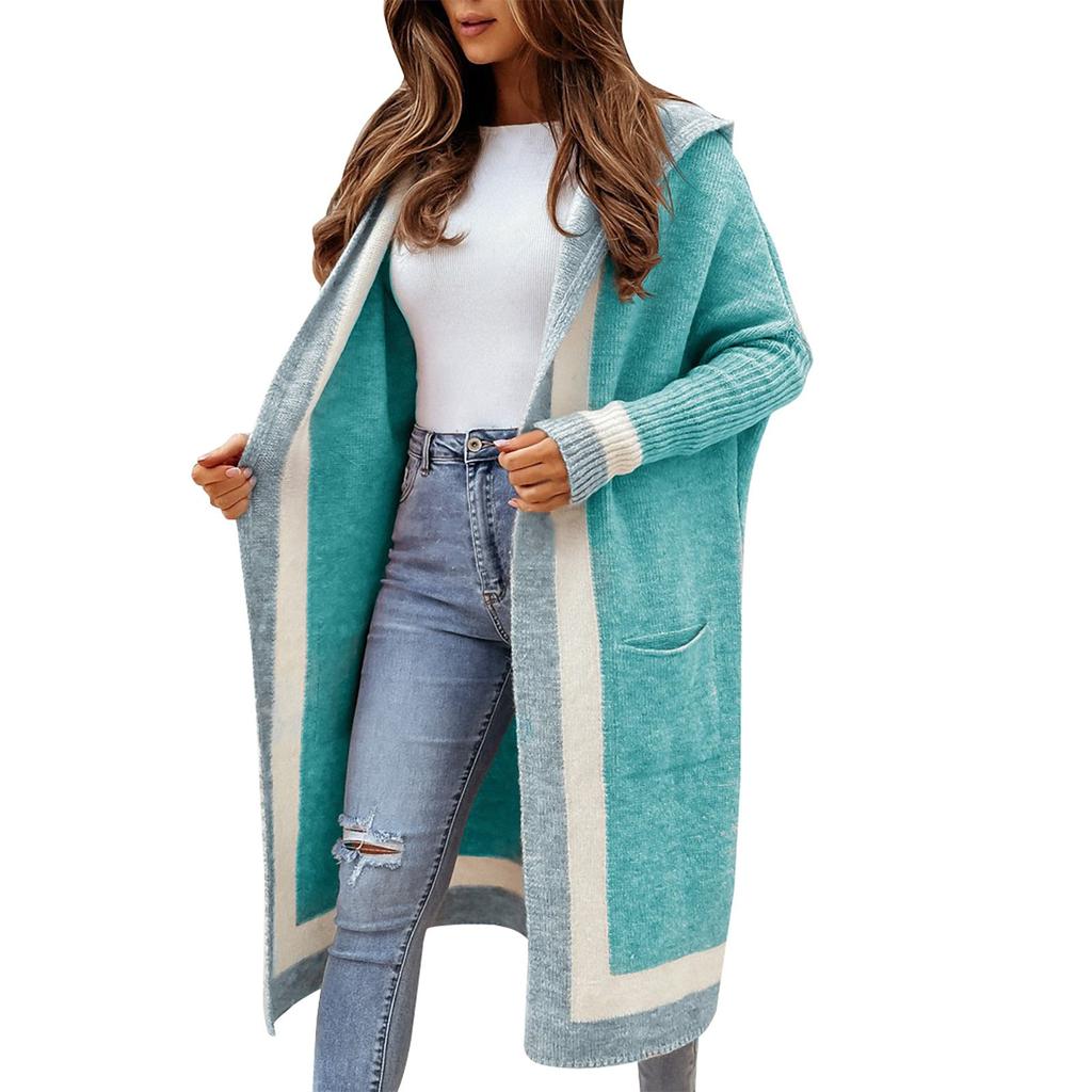 Женский повседневный однотонный свитер с капюшоном, кардиган, куртка с длинными рукавами, куртка с длинными рукавами