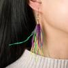 Gold Personalized Colorful Feather Long Tassel Earrings