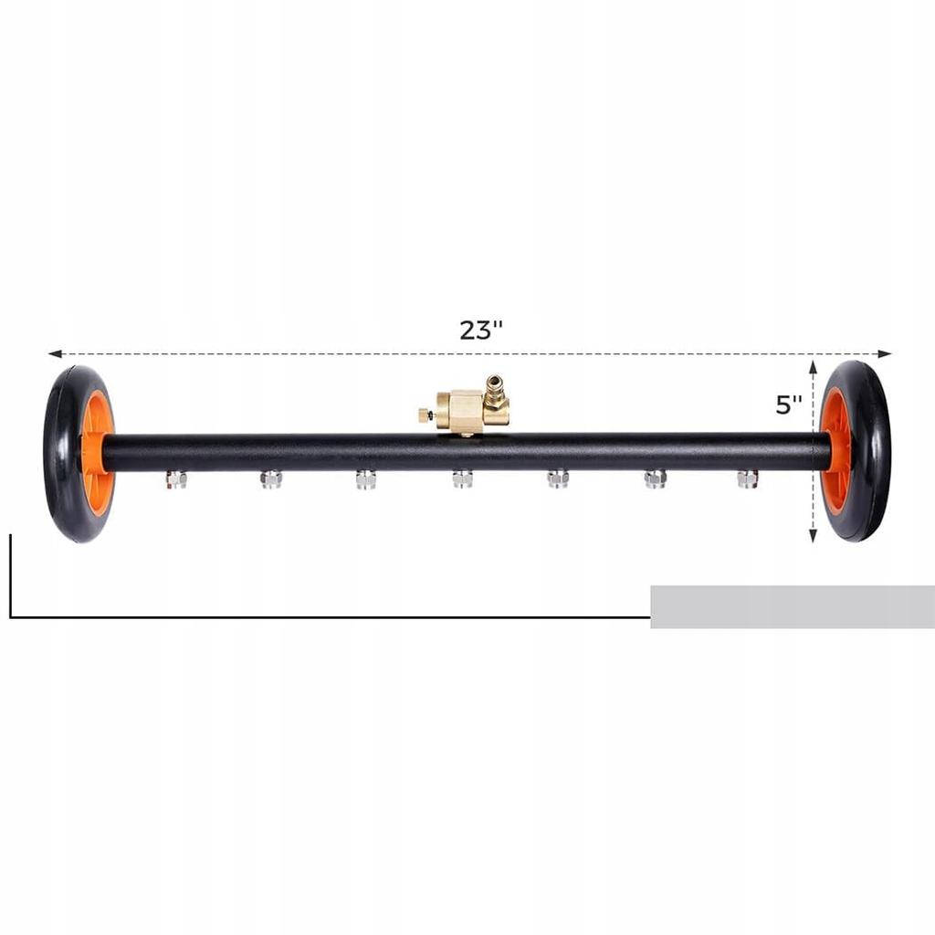 Rosfix Undercarriage Washer Lance on Wheels, 7 Nozzles, 1/4" Quick Connect, Kärcher K Bayonet Adapter (K2-K7)