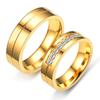 Cubic Zirconia AAA CZ Golden Silver 18K Gold Plated Stainless Steel Wedding Band Ring Couples Ring