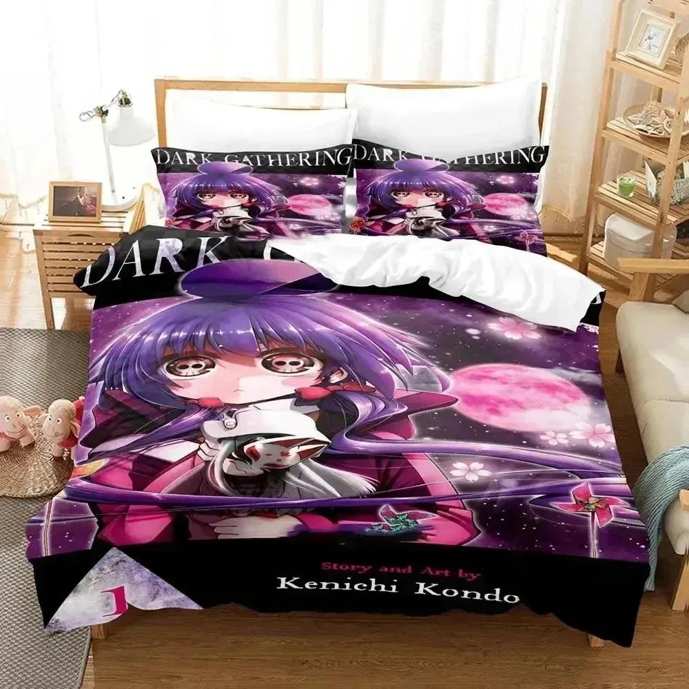 Comforter Anime Dark Gathering Bedding Set Bed Set Comforter King Queen Size Boys Adult Bedding Set
