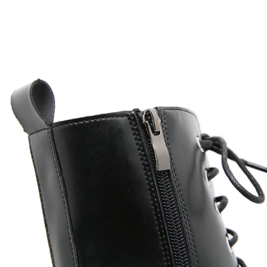 Gdgydh Women Punk Boots PU Leather Embroidered Spider Web Design Shoes Cool Retro Chunky Wedges Platform Boots Lace Up