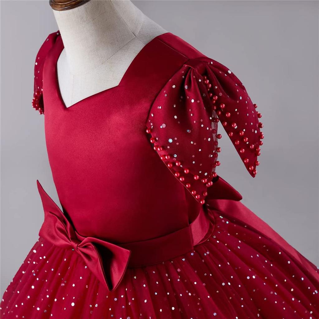 VIISEN Концертное платье для фортепиано Длинное Юношеское Элегантное Официальное Платье с Подходящее по Размеру Детское Платье, Платье для Девочек, Платье, Лента, Сцена, Концерты, Свадьбы,