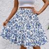 Women's Fashionable Floral Print Elastic Waist Strap Versatile Casual Skirt