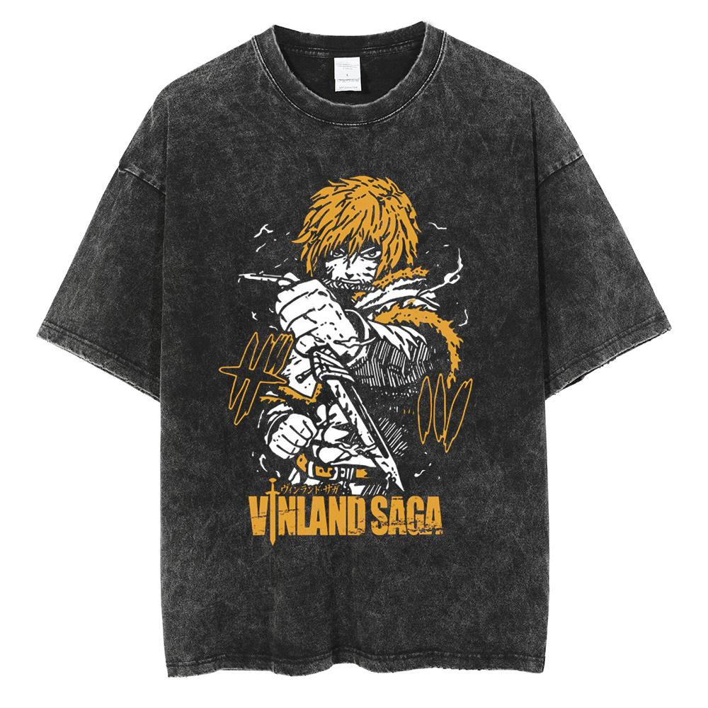 VINLAND SAGA Манга Футболка для Мужчин Женщин Футболка Стиранный Хлопок Футболка Одежда Летняя С Коротким Рукавом Круглый Вырез Футболки Streetwear Повседневная Носка Крутая Футболка