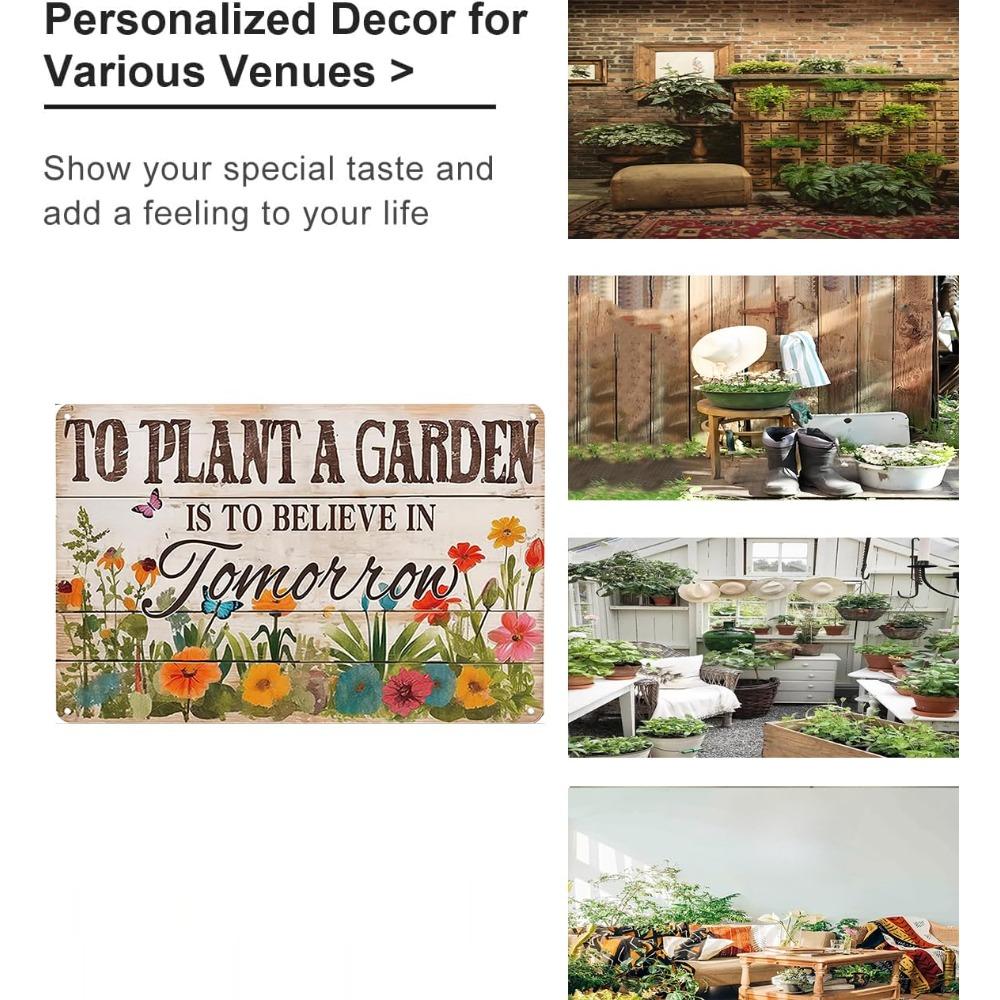 Bestylez Vintage Gardening Tin Sign - 20% Off Green Metal Plant Decor for Wall