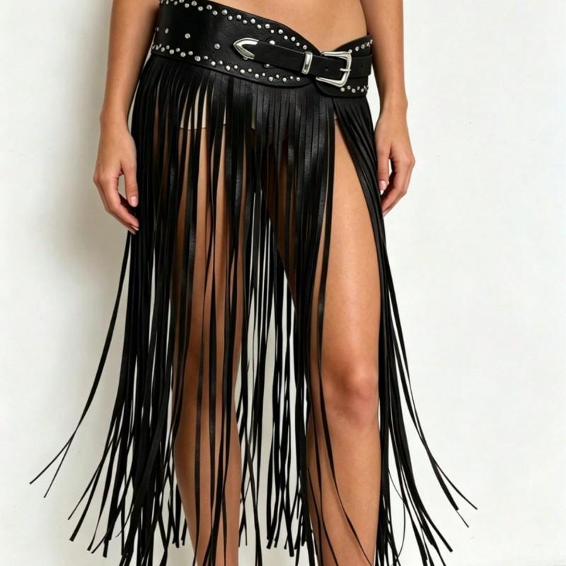Vintage Western Fringe Belt Boho Hippie Wide Waist Women