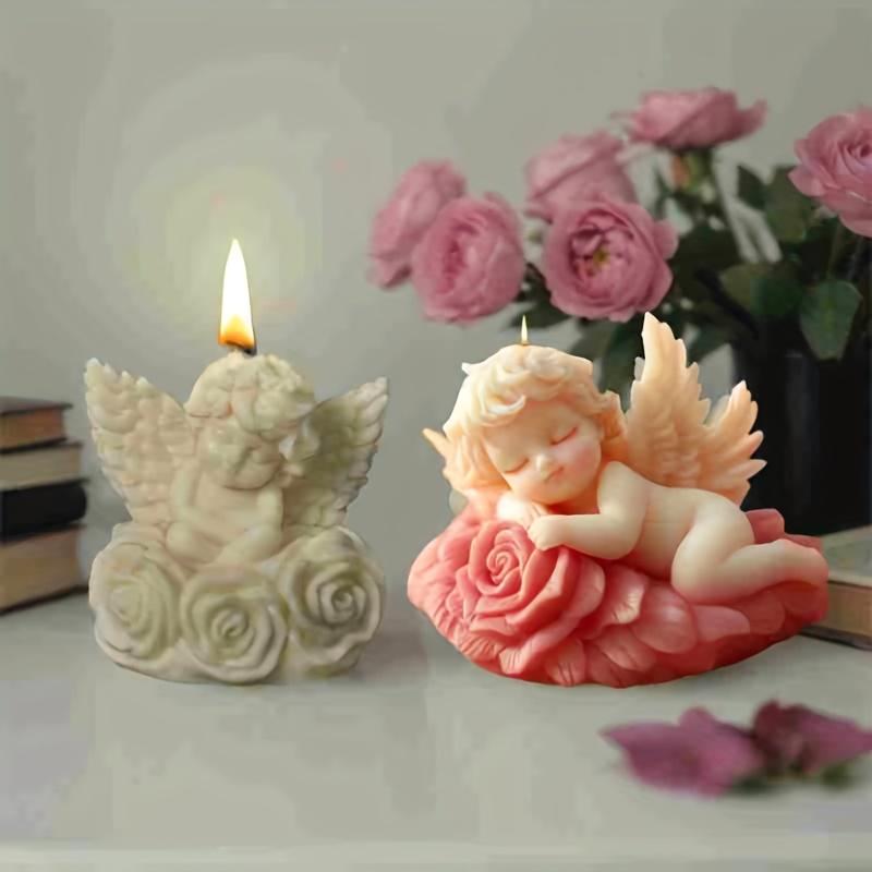 3D Милый DIY Цветок Ангел Свеча Силиконовая Форма Крылья Мальчик Ангел Форма для Свечи Роза Цветок Ангел Бетон Цемент Гипс Формы