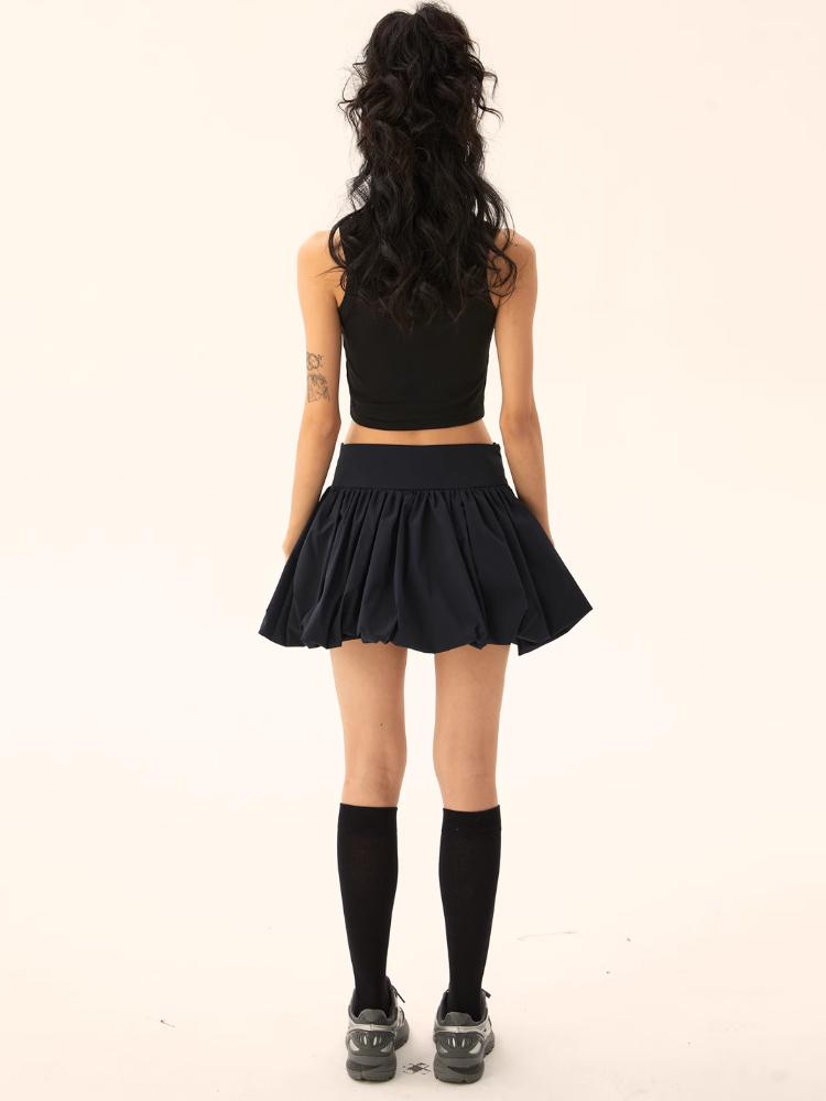 Черная женская мини-юбка с пузырьками в стиле ретро, ​​уличный стиль, короткая юбка-пачка со средней эластичной резинкой на талии для отдыха, клубная одежда