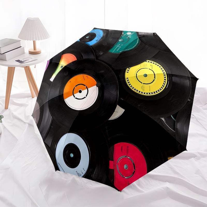 1pc Vinyl Record Artwork Umbrella with Plastic Handle,Suitable for All Seasons Home Travel Outdoor UmbrellaDD940