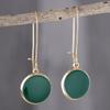 Elegant Vintage Style Green Round Zinc Alloy Drop Dangle Earrings with Stainless Steel Ear Needle