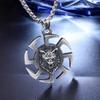 Панк мужское ожерелье, Доминирующий кулон в виде головы волка и колеса ветра и огня, Подарок для моего парня