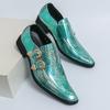 Hot Luxury Pink Mens Patent Leather Shoes Designer High Quality Pointed Chelsea Formal Shoes Man Dress Wedding Party Shoes Men