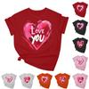 Women's Casual Loose Valentine's Day Printed T-shirt Round Neck Pullover Short Sleeved Top