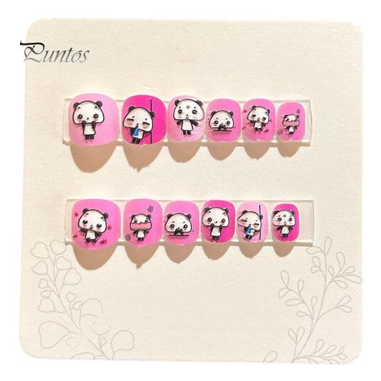 12 шт. детские накладные ногти с героями мультфильмов, милый рождественский тематический узор, тисненый пресс на ногтях, самоклеящиеся накладные ногти, художественное украшение «сделай сам»