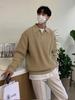 Men's Retro Korean Half-Zip Lapel Sweater - Loose Fit, Autumn/Winter Style Casual Trend