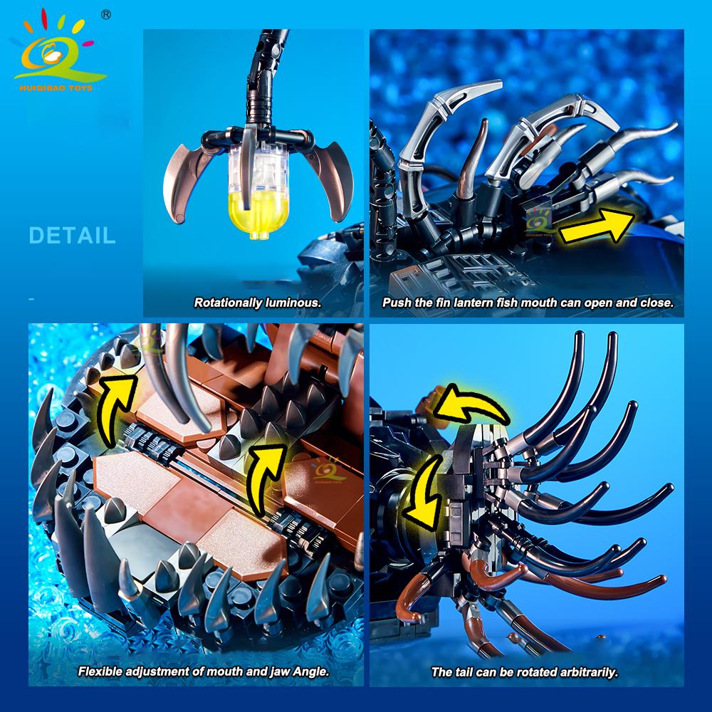 Конструктор Moc Technicial Machinery Модель Рыбы-фонаря Строительный Блок Морская Серия Кирпичный Строительный Игровой Набор Для Детей Домашний Декор