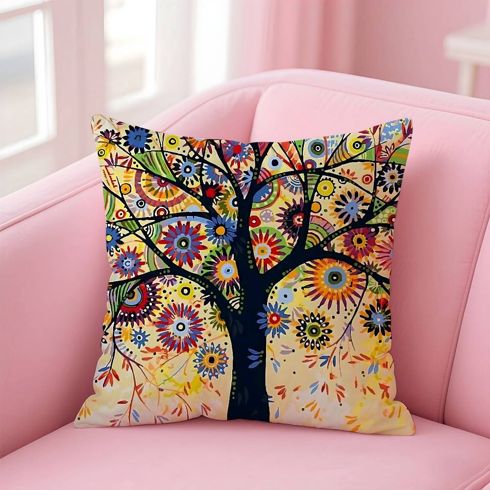 Colored Tree Pillow Case Pattern Printing Pillowcase Living Room Sofa Cushion Cover Bedroom Room Decor