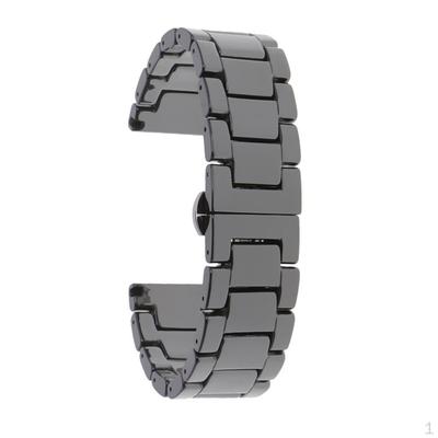 Полностью керамический ремешок для наручных часов с застежкой из нержавеющей стали 16 мм/18 мм/20 мм/22 мм - черный, 20 мм