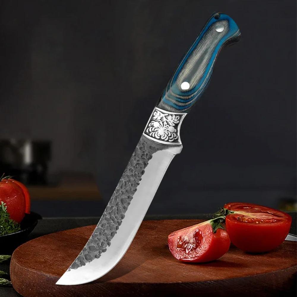 С чехлом Кухонные ножи Нож для рубки мяса Овощи Нарезка Фрукты Нож шеф-повара Деревянная рукоять Ручная ковка Лезвие Нож мясника Нож для обвалки