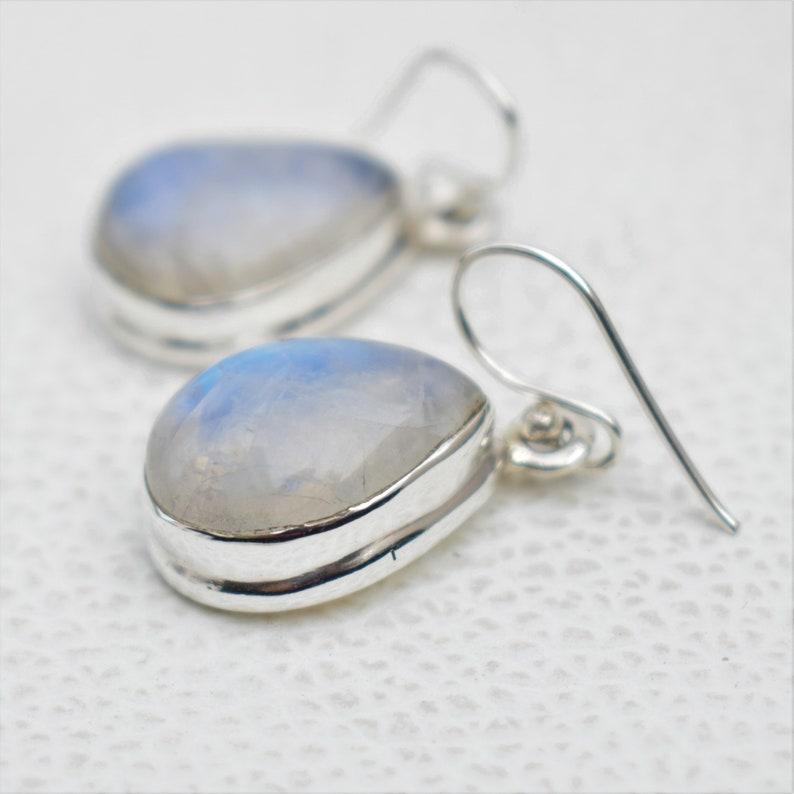 Серьги с лунным камнем, твердые серьги из стерлингового серебра 925 пробы, женские висячие серьги, подарок для нее, ювелирные изделия ручной работы