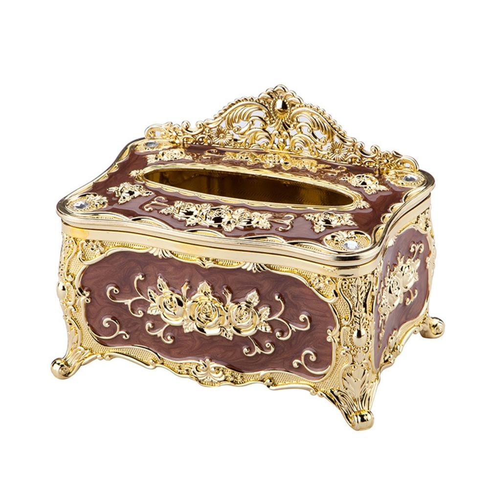 Прямоугольная коробка для салфеток в европейском стиле с тисненым узором в виде розы, диспенсер для салфеток для гостиной